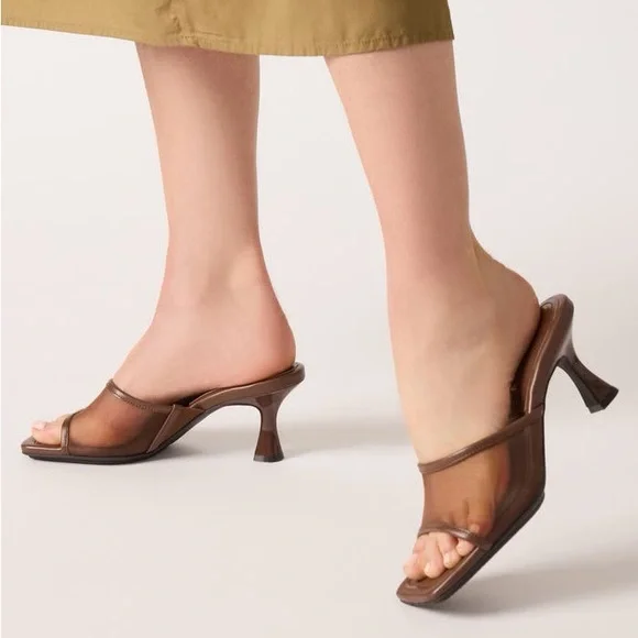 Favorite Brown Kitten Heels Brown Mesh Sandals AK Size 8 NEW IN BOX SOLDOUT NWT - Picture 16 of 16
